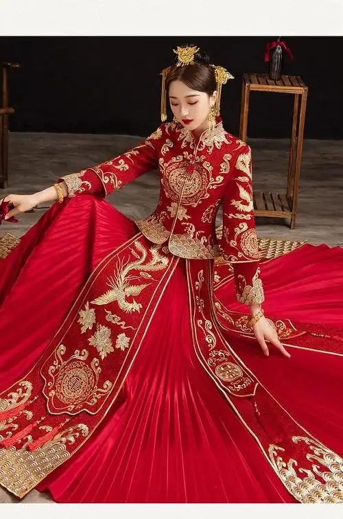 凤冠霞帔整套婚纱新娘秀禾服2022新款中式新娘结婚嫁衣秀和服敬酒服