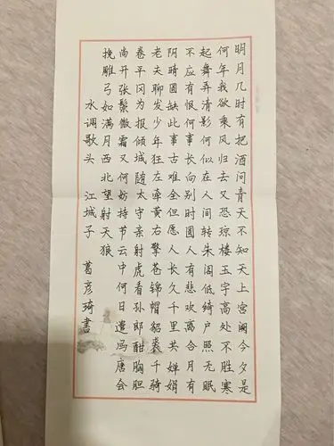 硬笔作品---水调歌头江城子