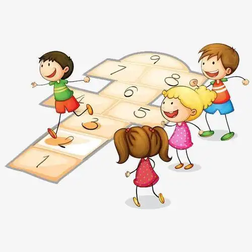 小朋友在房子前做游戏的简笔画