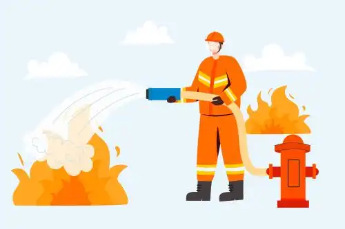 消防员灭火矢量插画