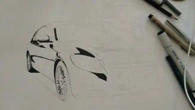 迈巴赫s 400】我是一个手绘爱好者,也是一个不知名的汽车手绘插画师