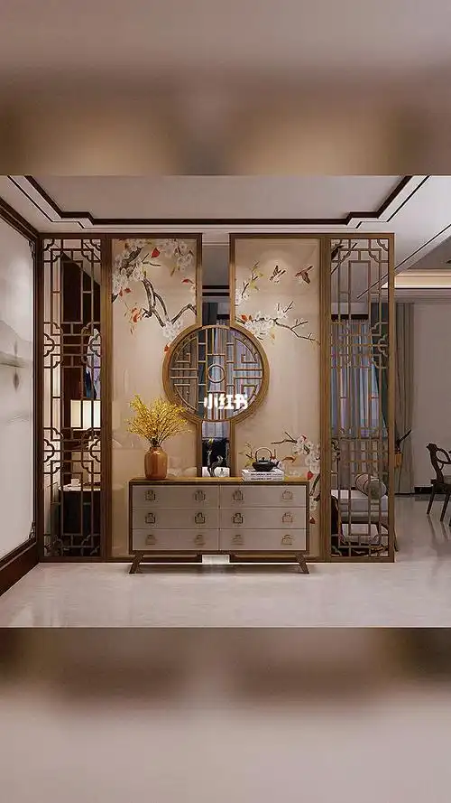 新中式屏风隔断客厅进门遮挡餐厅卧室入户玄