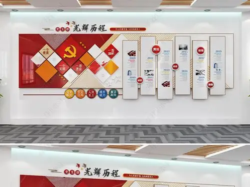 原创党建照片墙党支部发展历程党建文化墙