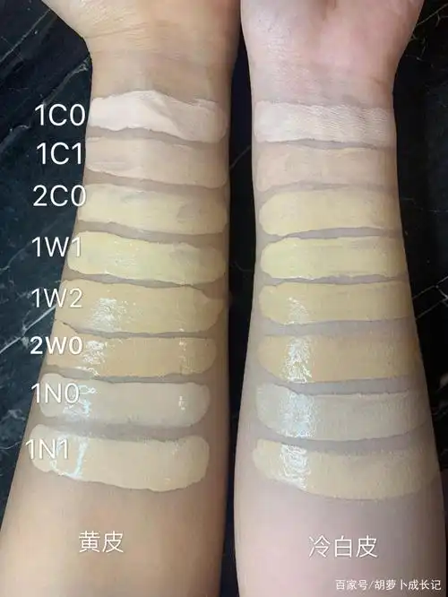 雅诗兰黛dw持妆粉底液色号试色沁水白金对比
