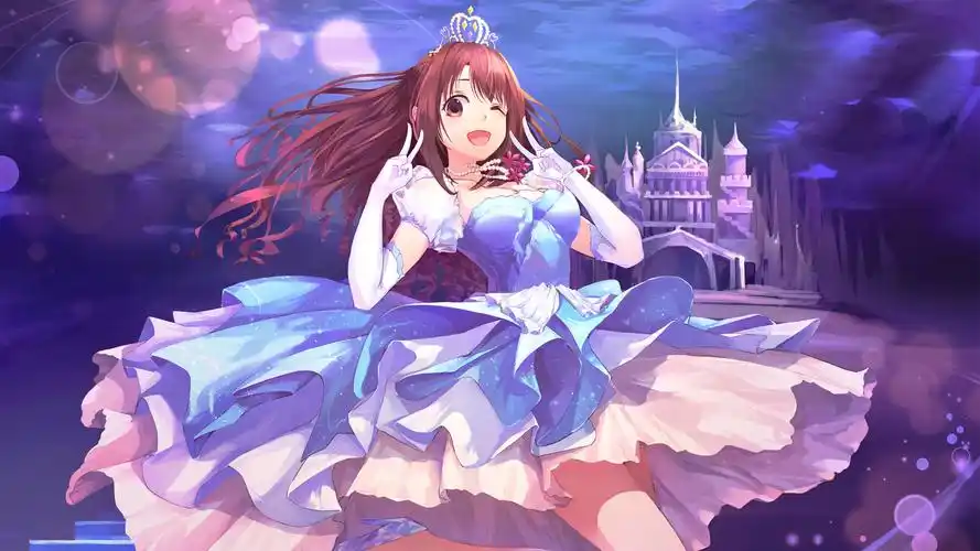 公主 城堡 皇冠 紫色礼服长裙子 高跟鞋 壁纸
