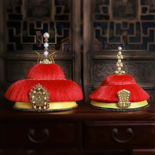 演出造型皇帝皇后帽子清朝康熙雍正朝冠宫廷高品质男士 女士帽 古装 -