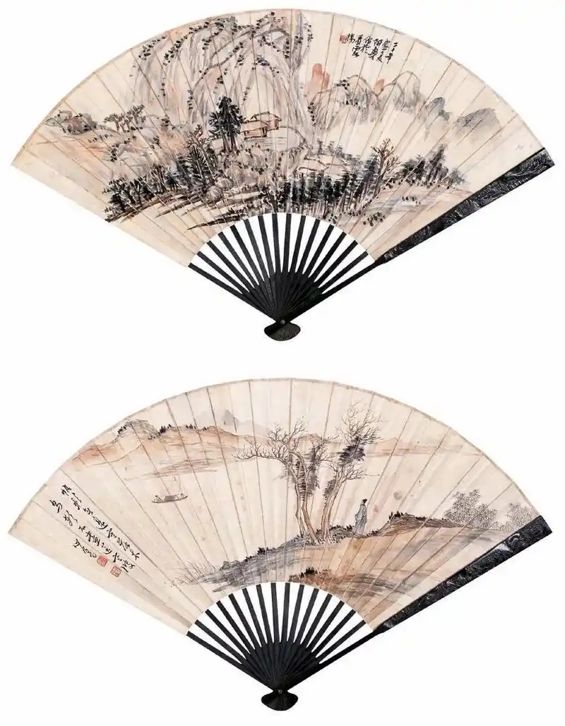 美团美扇,潘天寿扇面团扇作品赏析