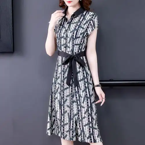 真丝连衣裙中年图片