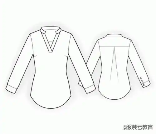 六款女士上衣的效果图款式图制版图