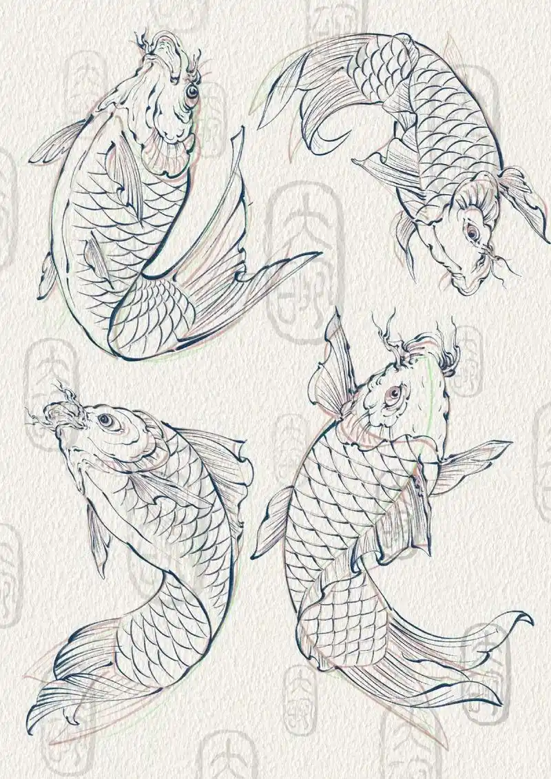 新传统鲤鱼画法.#procreate绘画 #临摹 #手绘 # - 抖音