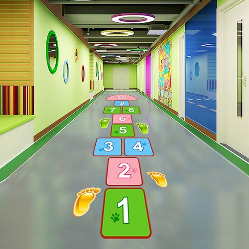 跳房子格子地贴幼儿园活动地面贴纸儿童圈圈数字贴游戏地贴可移除