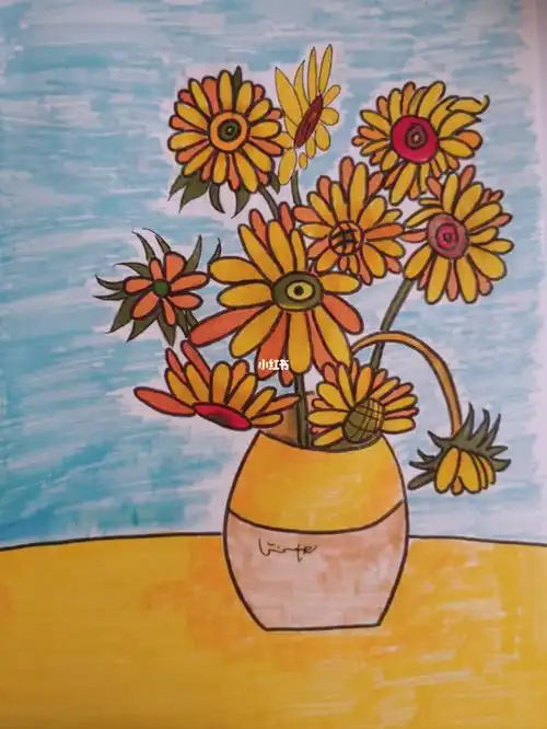 梵高向日葵97儿童简笔画