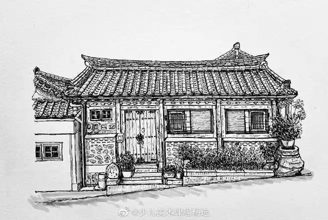 线描##黑白线描插画##建筑