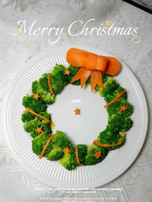 圣诞花环仪式感摆盘白灼西蓝花75