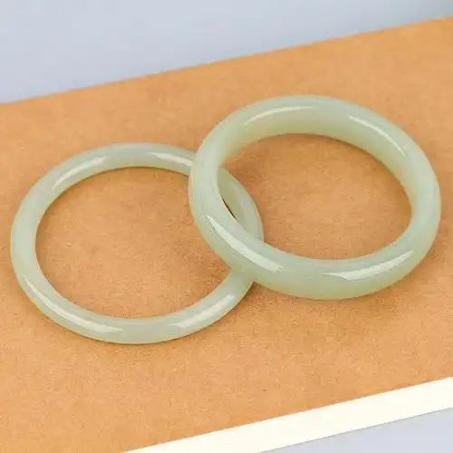 玉友和田玉晴水手镯女款冰底玉石青白玉少女细条圆条扁圆条玉镯子