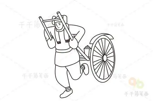 骆驼祥子简笔画 人物 黄包车
