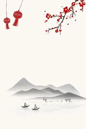 简约古风图案海报psd背景素材