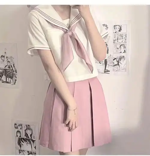 灰色百褶裙一套白菜价7661596615r@甜嗑原创社#jk  #jk水手服