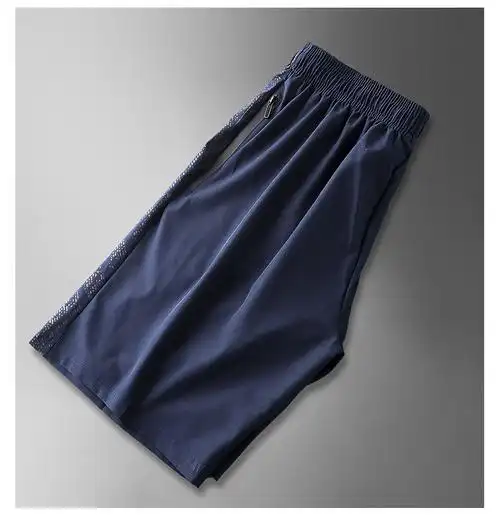 夏季新款冰丝短裤男士宽松休闲运动健身裤薄款宽松五分裤男裤7021黑色