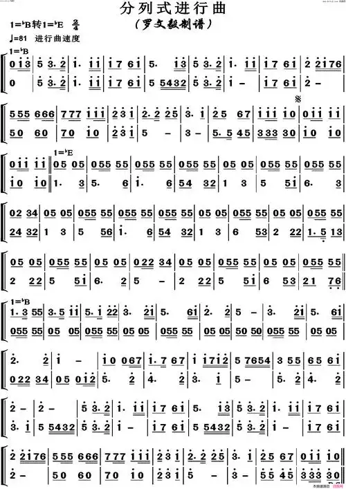 《分列式进行曲》简谱  第1页