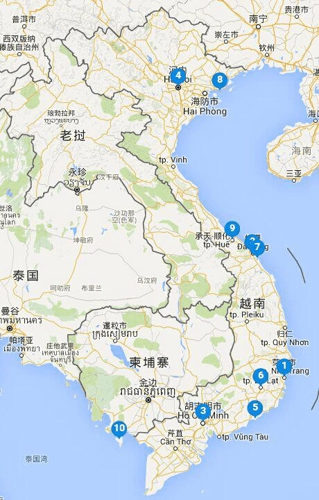 越南景点分布地图