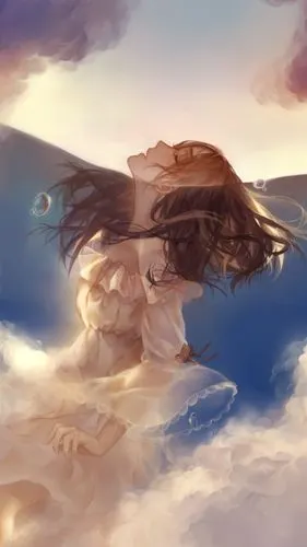 唯美的穿着百褶裙的动漫美女,高清图片,手机壁纸