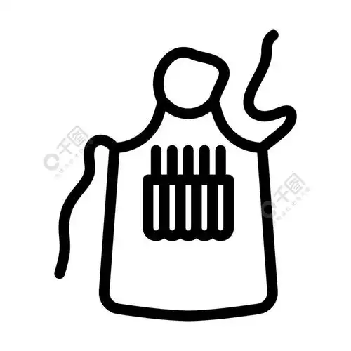 艺术家围裙图标具有可编辑笔划宽度的粗体轮廓设计矢量图