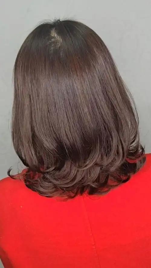 短发鱼尾烫,吹干自然成型