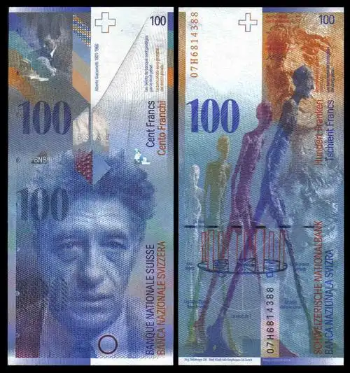 【欧洲】全新unc 瑞士100法郎 外国纸币 中邮网[集邮/钱币/邮票/金