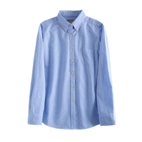 muji无印良品女式纯棉水洗牛津纽扣领长袖衬衫2022年春秋职业衬衣