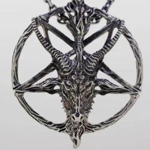 主师暗黑教父逆五芒星纯银撒旦羊头吊坠有史以来最正的倒五芒星