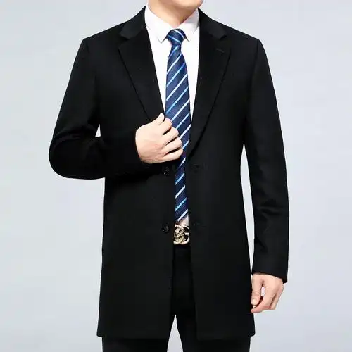 呢大衣中长款冬男装毛呢大衣羊毛时尚翻领外套中老年男士风衣2022秋