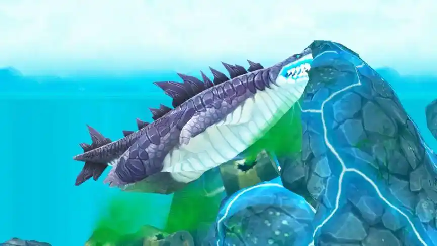 饥饿鲨进化:哥斯拉鲨鱼躺在毒气团上睡觉,是不是睡着了?