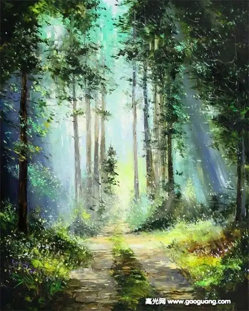 森林油画手绘图片,风景森林油画图片大全 - 高光网