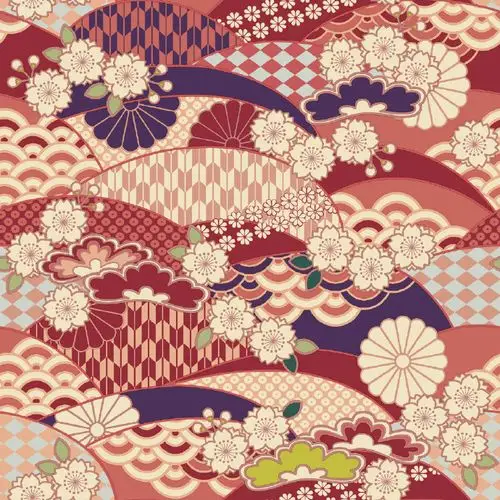 绘画参考日本花纹素材和服布纹花纹背景