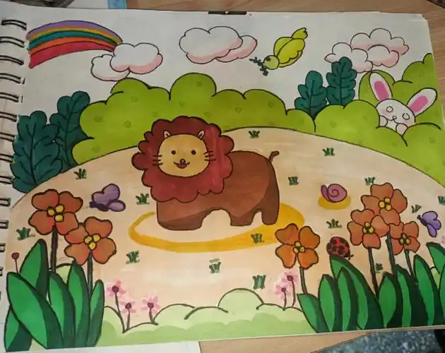 小狮子#儿童简笔画  #幼儿情景画