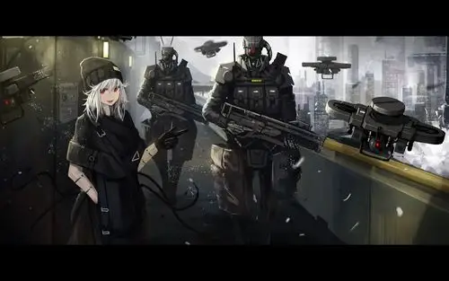 机枪动漫美少女帅气电脑桌面壁纸 机枪,动漫美少女,二次元