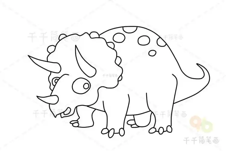 画法怎么画简笔画教程教你画 三角龙简笔画-儿童简笔画大全角龙简笔画