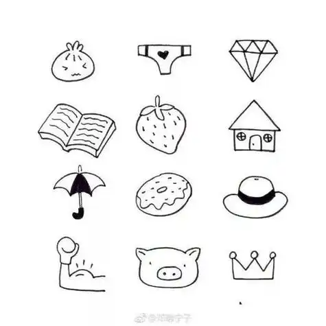 每天学一幅简笔画-简单易学的黑白手绘简笔画素材