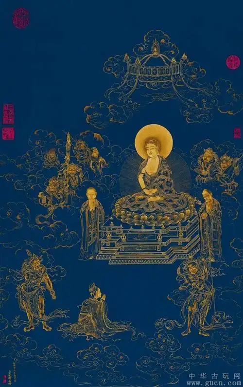 【传世名画高精度复制品】清-丁观鹏-无量寿佛图