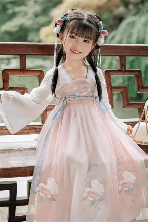 女童汉服超仙连衣裙秋装儿童古装飘逸仙气中国风小学生小女孩襦裙