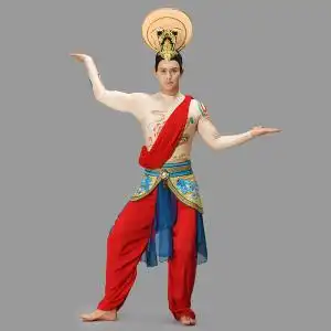 新款飞天石壁绝响古典舞演出服男群舞纸扇书生战队同款敦煌舞男套