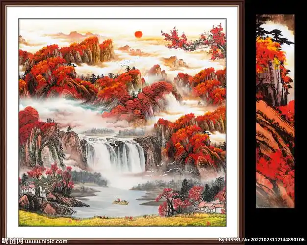 八方聚财图鸿运当头山水画