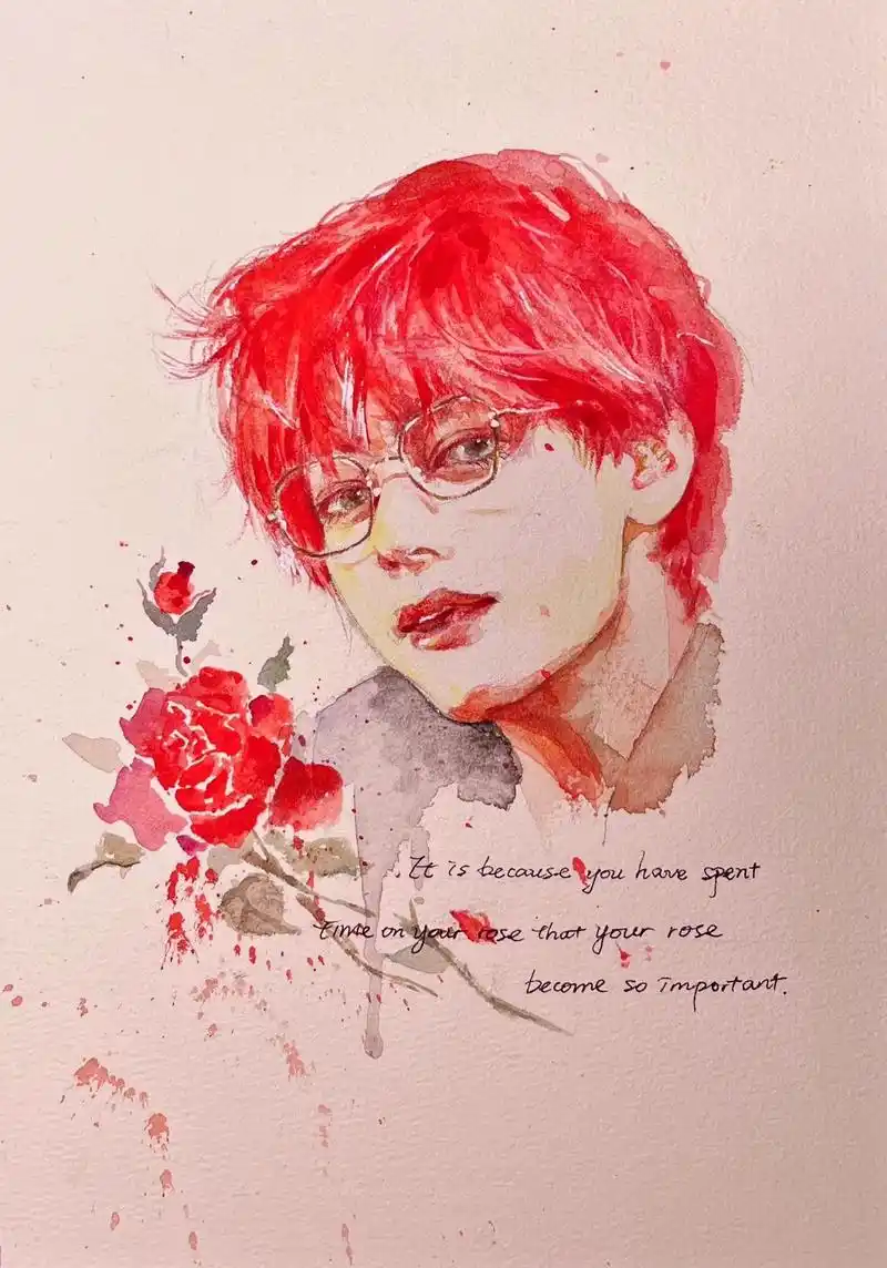 给你画一朵大邱的玫瑰.#金泰亨 #手绘 #画画 #绘画 - 抖音