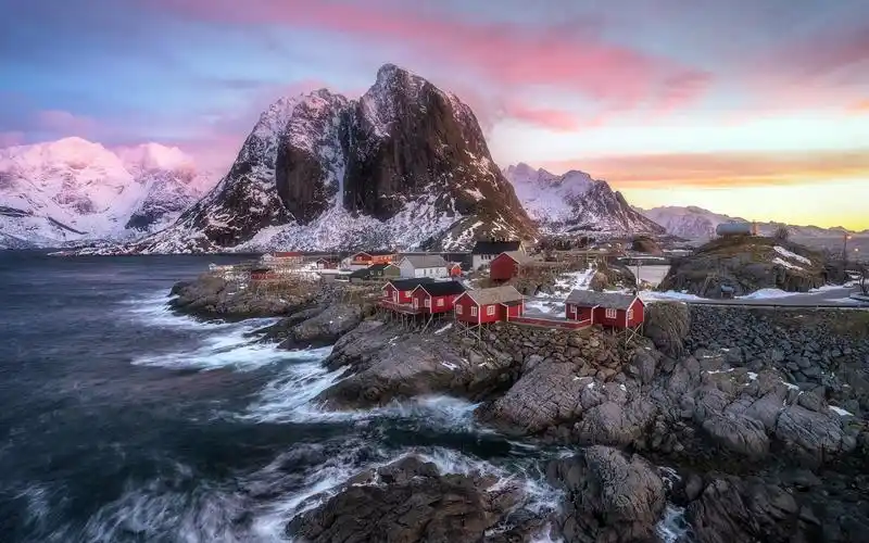 壁纸 美好的挪威风景,山,海,房子 1920x1200 hd 高清壁纸, 图片, 照片