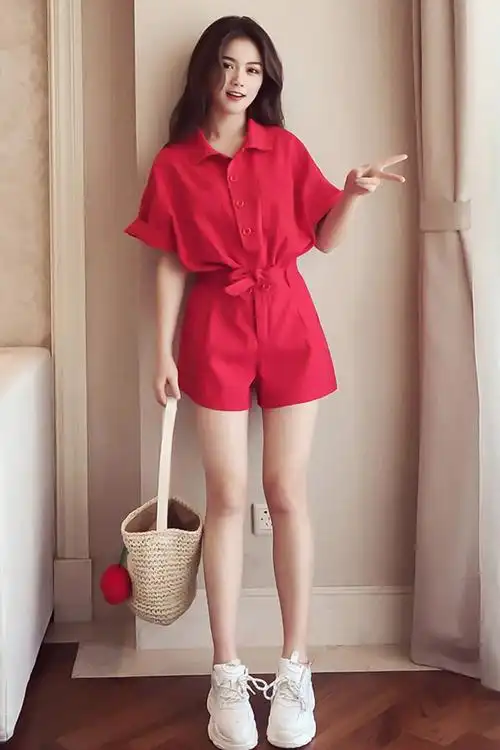 连体裤女夏装2020新款韩版高腰牛仔连衣裤潮显瘦阔腿连体短裤