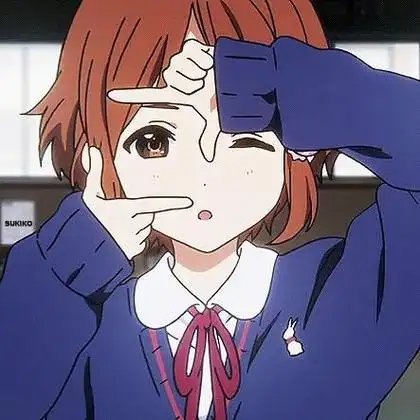 动漫头像萌妹子可爱棕色短发拍照手势