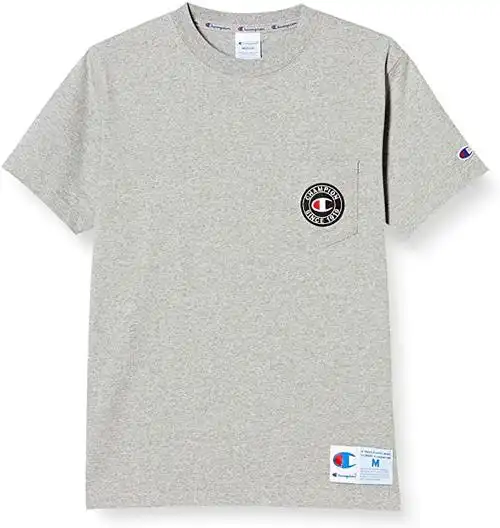 champion t恤 短袖 棉* 口袋t恤 商标毛毡徽章 带jog 标签短袖 t 恤