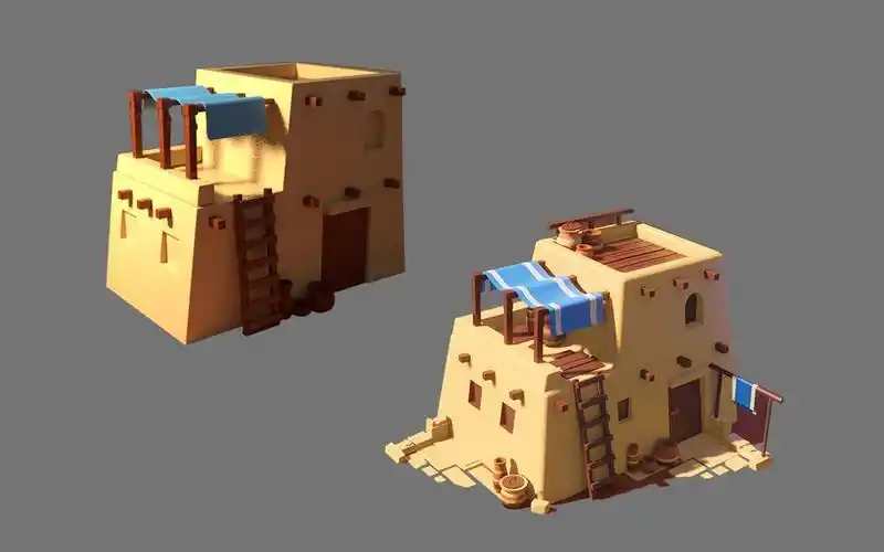 【maya场景建模】超简单的沙漠小房子模型制作,适合新手入门的简单