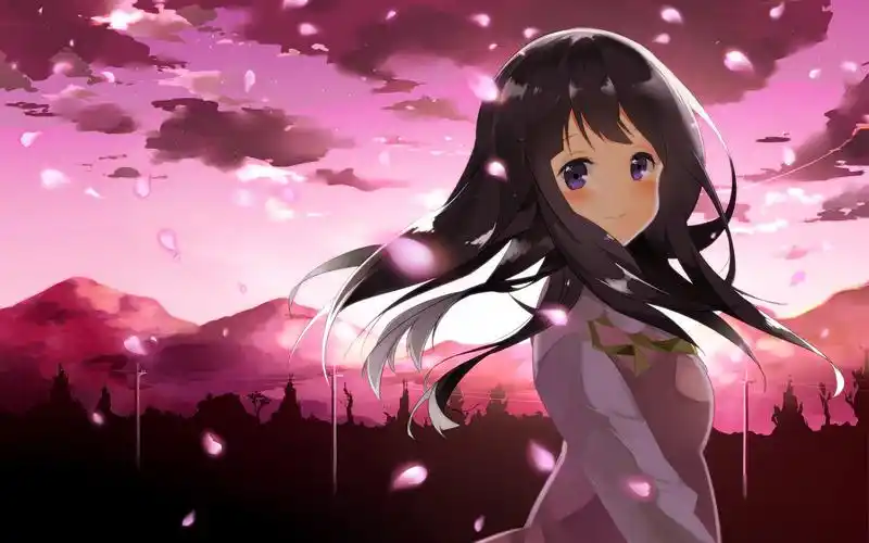 黑长直动漫少女,高清图片-壁纸族